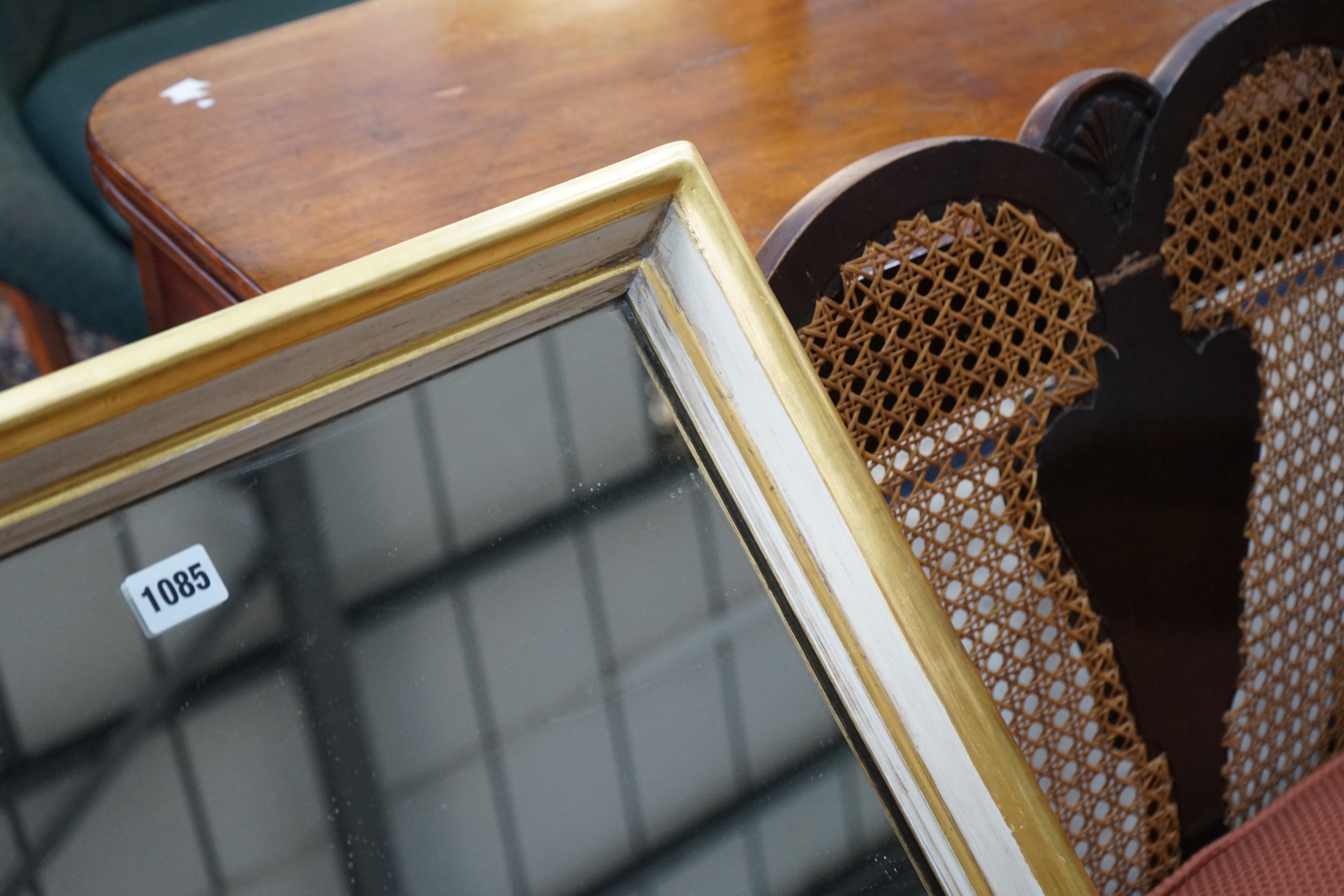 A 19th century rectangular wall mirror, re-painted and re-gilded, width 52cm, height 65cm